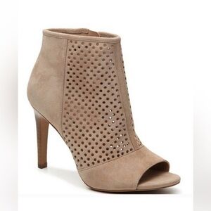 Audrey Brooke- Madison- Tan Peep-Toe Booties